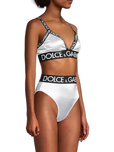 Dolce & Gabbana Women's Satin Logo Triangle Bra - Optical White - Size XS | Thumbnail 4 Dolce & Gabbana Women's Satin Logo Triangle Bra - Optical White - Size XS | Thumbnail 4