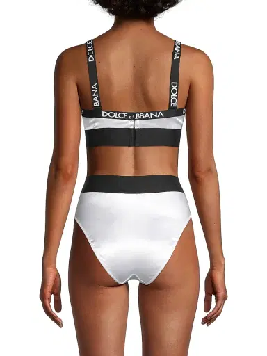 Dolce & Gabbana Women's Satin Logo Triangle Bra - Optical White - Size XS | Thumbnail 5 Dolce & Gabbana Women's Satin Logo Triangle Bra - Optical White - Size XS | Thumbnail 5