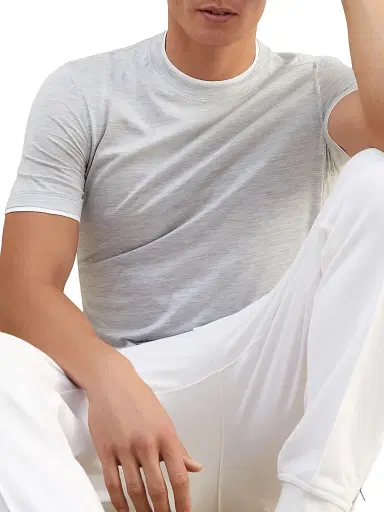 Brunello Cucinelli Men's Silk and Cotton Lightweight Jersey Slim-Fit Crewneck T-Shirt - Pearl Grey | Thumbnail 5 Brunello Cucinelli Men's Silk and Cotton Lightweight Jersey Slim-Fit Crewneck T-Shirt - Pearl Grey | Thumbnail 5