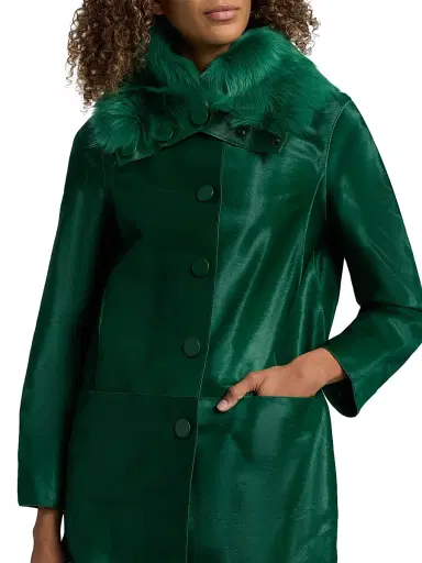 Giorgio Armani Women's Shearling-Trim Calf Hair Slim-Fit Coat | Thumbnail 7 Giorgio Armani Women's Shearling-Trim Calf Hair Slim-Fit Coat | Thumbnail 7