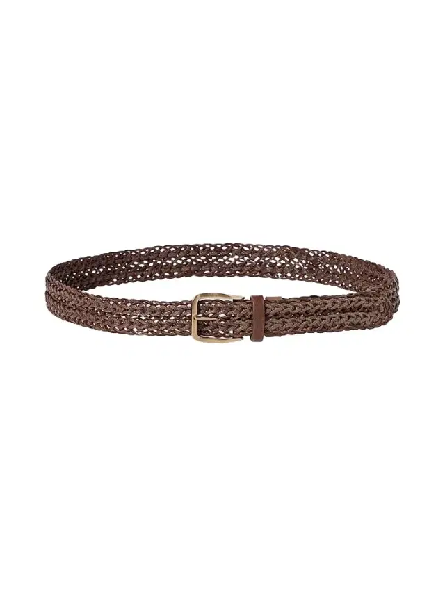 Brunello Cucinelli Men's Braided Calfskin Belt - Tobacco