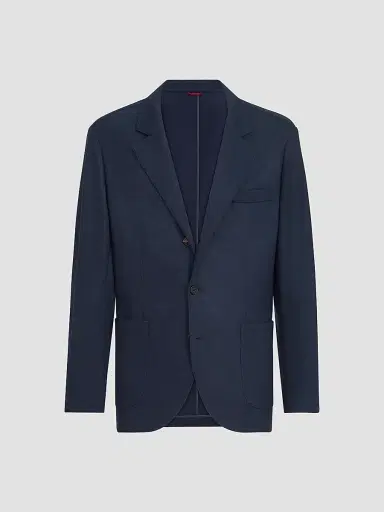 Brunello Cucinelli Men's Cashmere Jersey Blazer with Patch Pockets - Cobalt | Thumbnail 2 Brunello Cucinelli Men's Cashmere Jersey Blazer with Patch Pockets - Cobalt | Thumbnail 2