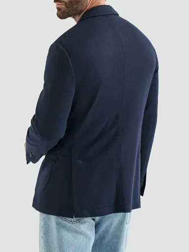 Brunello Cucinelli Men's Cashmere Jersey Blazer with Patch Pockets - Cobalt | Thumbnail 4 Brunello Cucinelli Men's Cashmere Jersey Blazer with Patch Pockets - Cobalt | Thumbnail 4