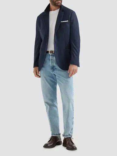 Brunello Cucinelli Men's Cashmere Jersey Blazer with Patch Pockets - Cobalt | Thumbnail 6 Brunello Cucinelli Men's Cashmere Jersey Blazer with Patch Pockets - Cobalt | Thumbnail 6