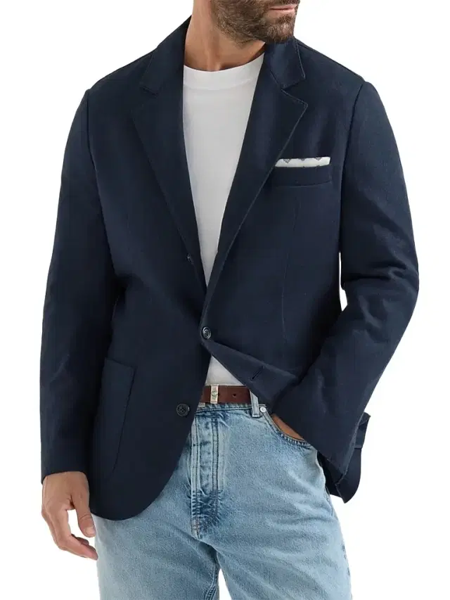 Brunello Cucinelli Men's Cashmere Jersey Blazer with Patch Pockets - Cobalt