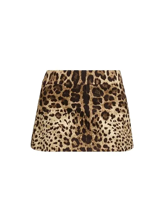 Dolce & Gabbana Women's Leopard Cotton-Silk-Blend Mini Skirt - Leo New