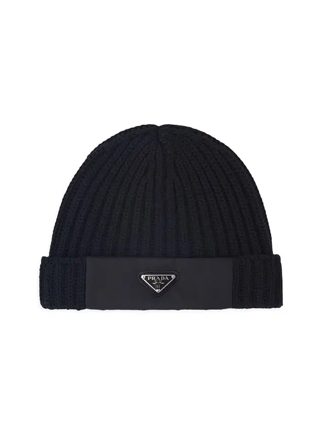 Prada Men's Wool and Re-Nylon Beanie - Black