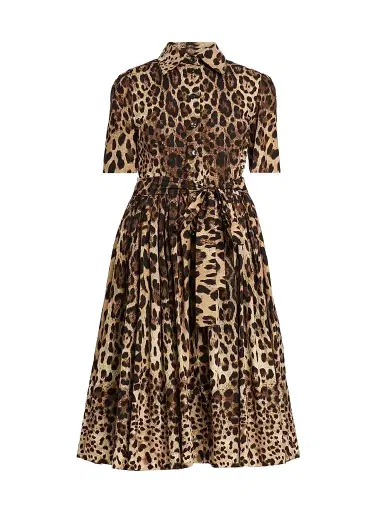 Dolce & Gabbana Women's Leopard Print Cotton Poplin Midi Shirtdress - Leo New - Size 14 | Thumbnail 1 Dolce & Gabbana Women's Leopard Print Cotton Poplin Midi Shirtdress - Leo New - Size 14 | Thumbnail 1