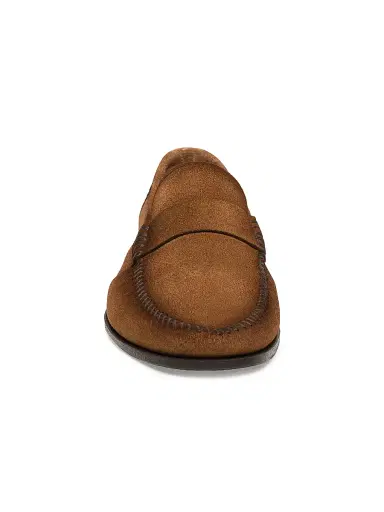 Santoni Men's Burnished Suede Loafers - Brown | Thumbnail 3 Santoni Men's Burnished Suede Loafers - Brown | Thumbnail 3