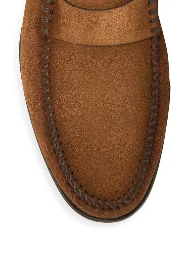 Santoni Men's Burnished Suede Loafers - Brown | Thumbnail 5 Santoni Men's Burnished Suede Loafers - Brown | Thumbnail 5