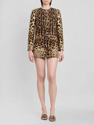 Dolce & Gabbana Women's Leopard-Print Cotton-Blend Crop Jacket | Thumbnail 2 Dolce & Gabbana Women's Leopard-Print Cotton-Blend Crop Jacket | Thumbnail 2