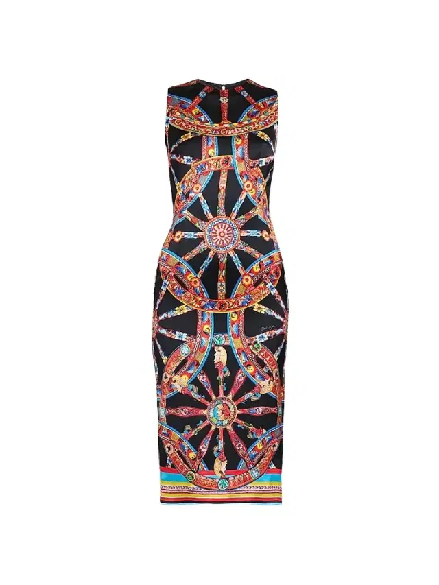 Dolce & Gabbana Women's Printed Satin Sheath Midi Dress