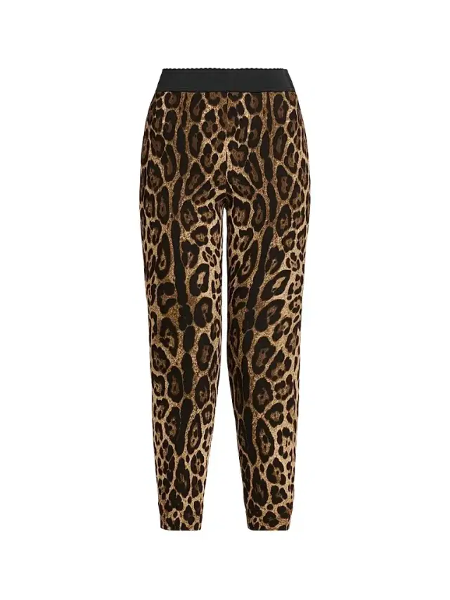 Dolce & Gabbana Women's Leopard Cropped Stretch Leggings - Leo New