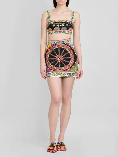 Dolce & Gabbana Women's Printed Stretch Cotton Mini Skirt | Thumbnail 2 Dolce & Gabbana Women's Printed Stretch Cotton Mini Skirt | Thumbnail 2
