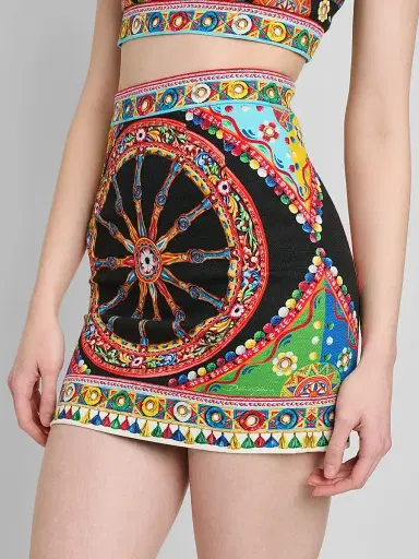 Dolce & Gabbana Women's Printed Stretch Cotton Mini Skirt | Thumbnail 5 Dolce & Gabbana Women's Printed Stretch Cotton Mini Skirt | Thumbnail 5