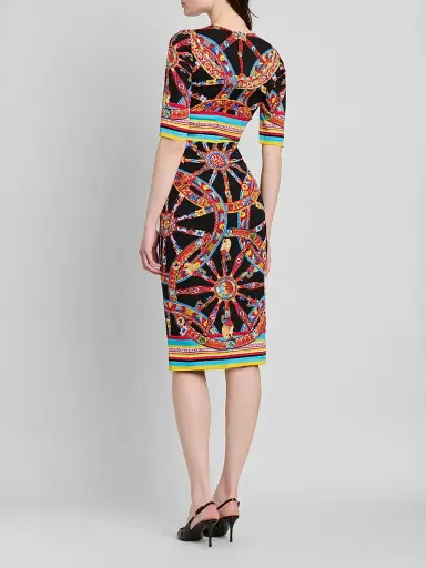 Dolce & Gabbana Women's Printed Stretch Silk Midi Dress - Variante Abbinata - Size 12 | Thumbnail 3