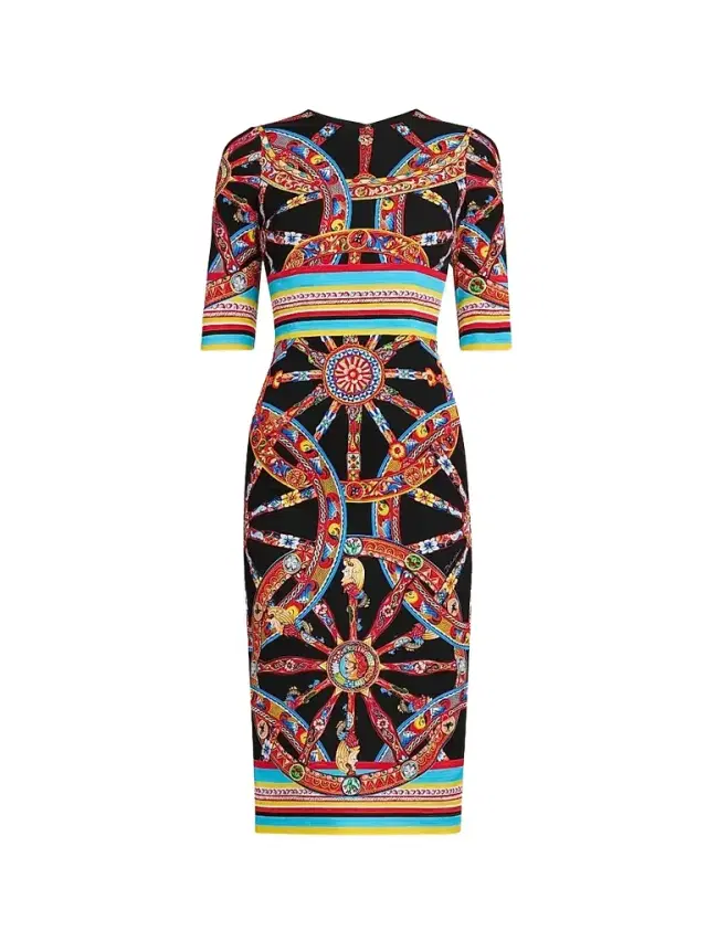 Dolce & Gabbana Women's Printed Stretch Silk Midi Dress - Variante Abbinata
