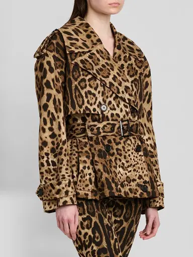 Dolce & Gabbana Women's Leopard-Print Short Trench Coat - Leo New - Size 12 | Thumbnail 4 Dolce & Gabbana Women's Leopard-Print Short Trench Coat - Leo New - Size 12 | Thumbnail 4