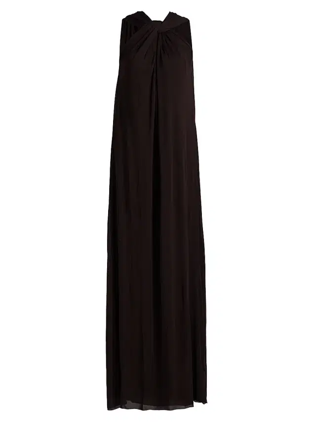 Jil Sander Women's Knotted Cape-Back Gown - Chocolate Brown