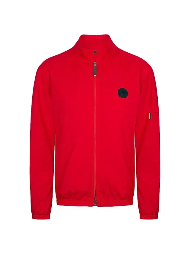 Stefano Ricci Men's Windbreaker Jacket with Zip Closure - Traffic Red