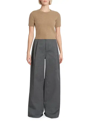 Maison Margiela Women's Pleated Wide-Leg Trousers - Anthracite Melange | Thumbnail 2 Maison Margiela Women's Pleated Wide-Leg Trousers - Anthracite Melange | Thumbnail 2