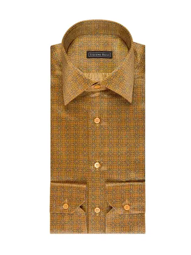 Stefano Ricci Men's Handmade Silk Dress Shirt - Brown - Size 17 | Thumbnail 1 Stefano Ricci Men's Handmade Silk Dress Shirt - Brown - Size 17 | Thumbnail 1