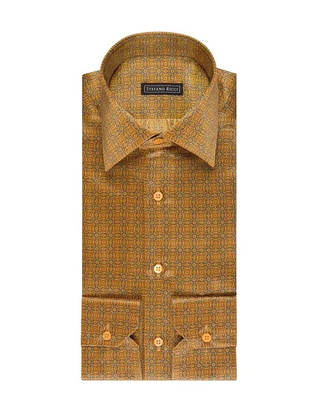 Stefano Ricci Men's Handmade Silk Dress Shirt - Brown
