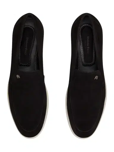 Stefano Ricci Men's Suede Slip-On Loafers - Black - Size 5.5 | Thumbnail 4