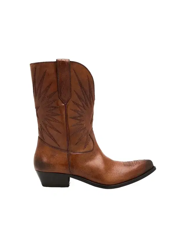 Golden Goose Men's Wish Star Leather Cowboy Boots - Tan