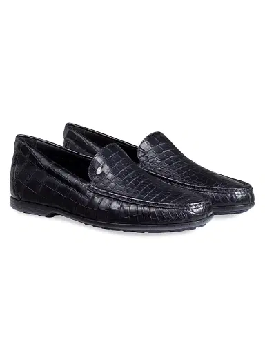Stefano Ricci Men's Matted Crocodile Loafers - Black | Thumbnail 2