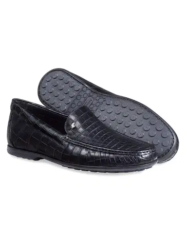 Stefano Ricci Men's Matted Crocodile Loafers - Black - Size 8.5 | Thumbnail 3