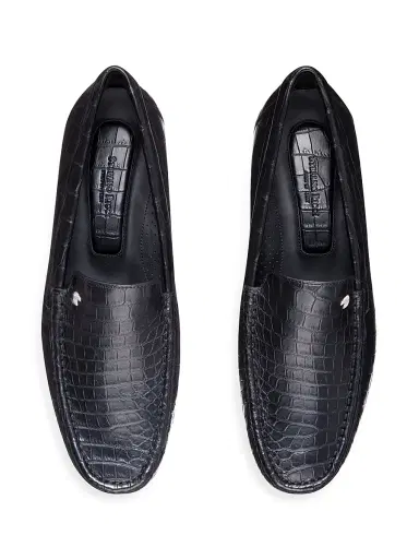 Stefano Ricci Men's Matted Crocodile Loafers - Black | Thumbnail 4