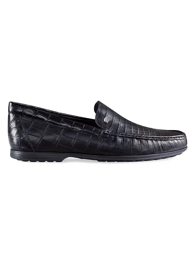 Stefano Ricci Men's Matted Crocodile Loafers - Black