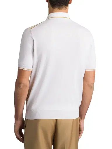 Stefano Ricci Men's Cotton Silk Zip Polo Shirt - Yellow | Thumbnail 3 Stefano Ricci Men's Cotton Silk Zip Polo Shirt - Yellow | Thumbnail 3