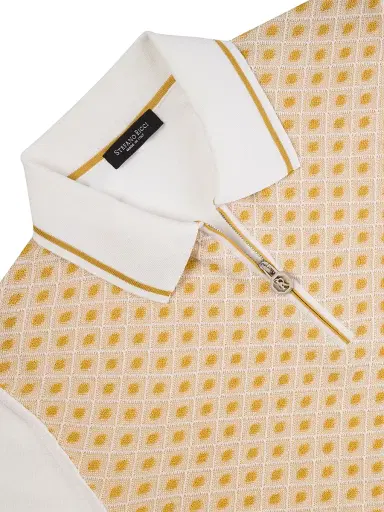 Stefano Ricci Men's Cotton Silk Zip Polo Shirt - Yellow | Thumbnail 6 Stefano Ricci Men's Cotton Silk Zip Polo Shirt - Yellow | Thumbnail 6