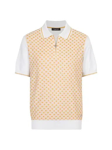 Stefano Ricci Men's Cotton Silk Zip Polo Shirt - Yellow | Thumbnail 1 Stefano Ricci Men's Cotton Silk Zip Polo Shirt - Yellow | Thumbnail 1
