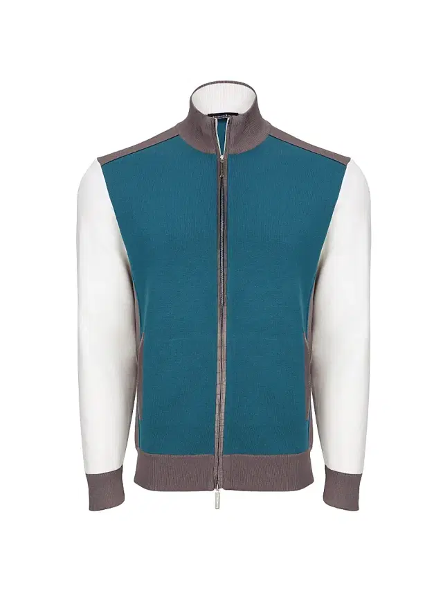 Stefano Ricci Men's Blouson Sweater Jacket - Turquoise