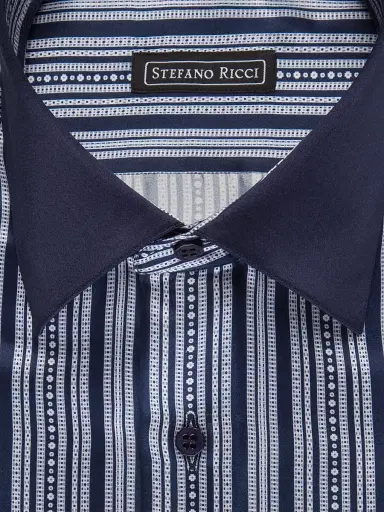 Stefano Ricci Men's Handmade Silk Dress Shirt - Blue | Thumbnail 2