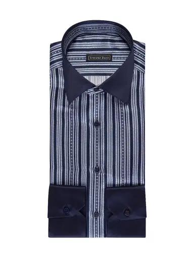 Stefano Ricci Men's Handmade Silk Dress Shirt - Blue | Thumbnail 1