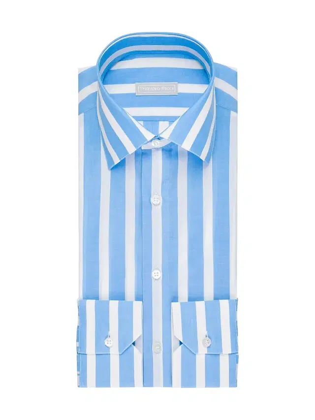 Stefano Ricci Men's Handmade Torino Shirt - Blue White
