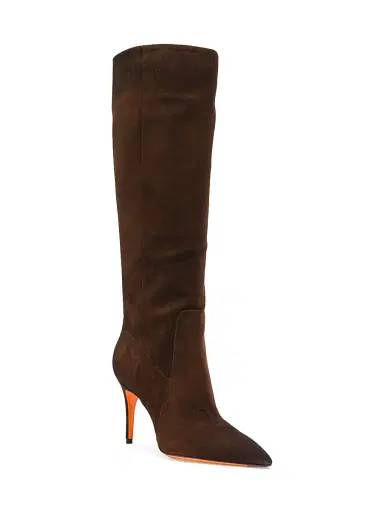 Santoni Women's Viola 85MM Suede Knee-High Stiletto Boots - Brown - Size 9 | Thumbnail 2