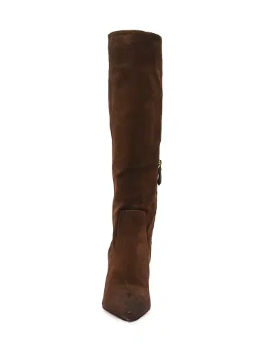 Santoni Women's Viola 85MM Suede Knee-High Stiletto Boots - Brown - Size 9 | Thumbnail 3