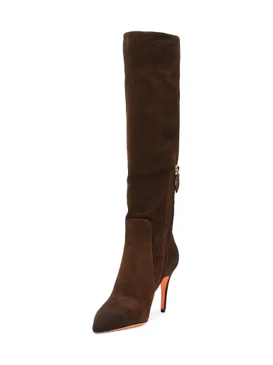 Santoni Women's Viola 85MM Suede Knee-High Stiletto Boots - Brown - Size 9 | Thumbnail 4