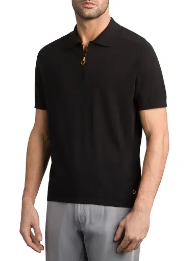 Stefano Ricci Men's Knit Zipper Polo - Black - Size 50 | Thumbnail 2 Stefano Ricci Men's Knit Zipper Polo - Black - Size 50 | Thumbnail 2