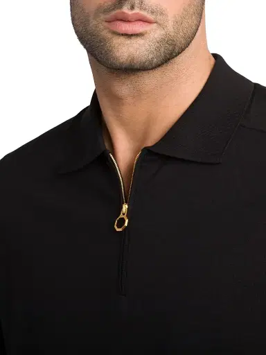 Stefano Ricci Men's Knit Zipper Polo - Black - Size 50 | Thumbnail 4 Stefano Ricci Men's Knit Zipper Polo - Black - Size 50 | Thumbnail 4