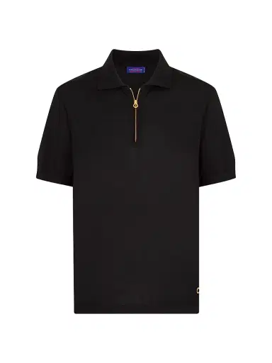 Stefano Ricci Men's Knit Zipper Polo - Black - Size 50 | Thumbnail 1 Stefano Ricci Men's Knit Zipper Polo - Black - Size 50 | Thumbnail 1