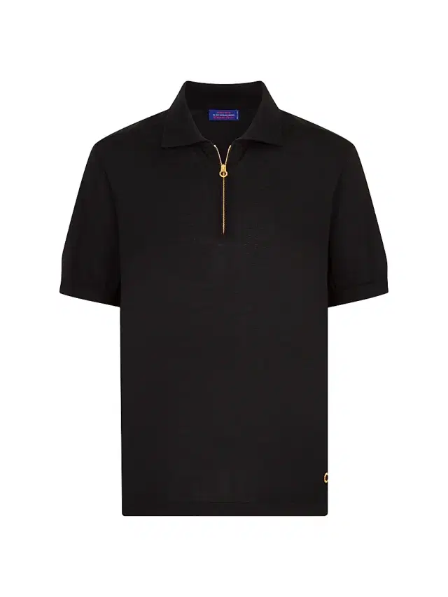 Stefano Ricci Men's Knit Zipper Polo - Black