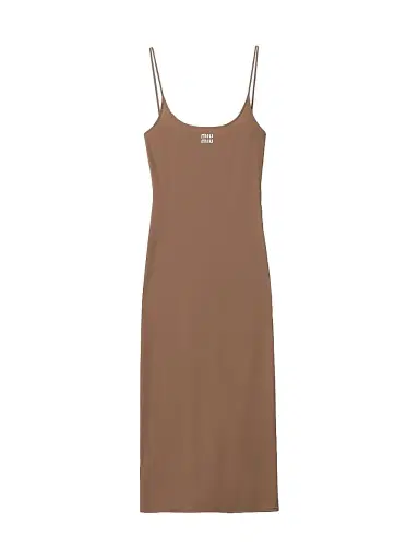 Miu Miu Women's Stretch Jersey Dress - Beige Khaki | Thumbnail 1