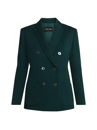 Giorgio Armani Women's Stretch Wool Double-Breasted Jacket | Thumbnail 1 Giorgio Armani Women's Stretch Wool Double-Breasted Jacket | Thumbnail 1