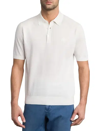 Stefano Ricci Men's Three Button Polo Shirt - White | Thumbnail 2 Stefano Ricci Men's Three Button Polo Shirt - White | Thumbnail 2